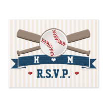 Monogrammierte Baseball-Hochzeits-RSVP-Postkarte