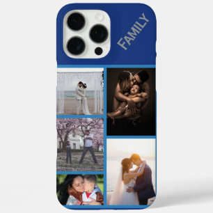 Monogrammierte benutzerdefinierte Fotos navy blau iPhone 16 Pro Max Hülle