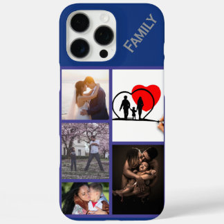 Monogrammierte benutzerdefinierte Fotos navy blau iPhone 16 Pro Max Hülle