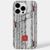 Monogrammierte Birken und rote Kardinalvögel Case-Mate iPhone Hülle (Rückseite)