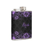 Monogrammierte Black Damasken Lila Bläserschicht Flachmann (Rechts)