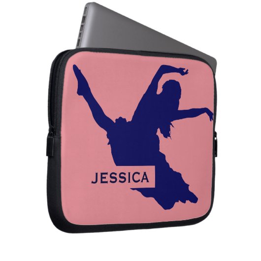 Monogrammierte Black Dancer Silhouette Illustratio Laptopschutzhülle (Vorne Rechts)