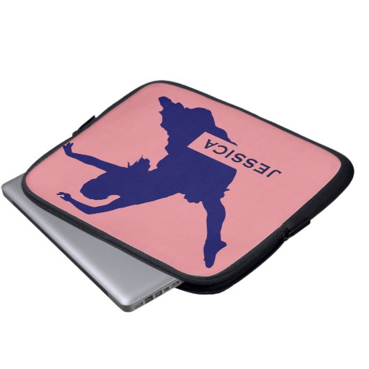 Monogrammierte Black Dancer Silhouette Illustratio Laptopschutzhülle (Vorne Knopf)