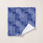 Monogrammierte Blaue Boho Moody Mandalas Badhandtuch Set (Waschlappen)
