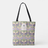 Monogrammierte Blumen gestreifte Tragetasche Tasche (Rückseite)