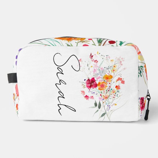Monogrammierte Blumen-Make-up-Tasche Waschbeutel (Vorderseite)