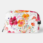 Monogrammierte Blumen-Make-up-Tasche Waschbeutel (Rückseite)