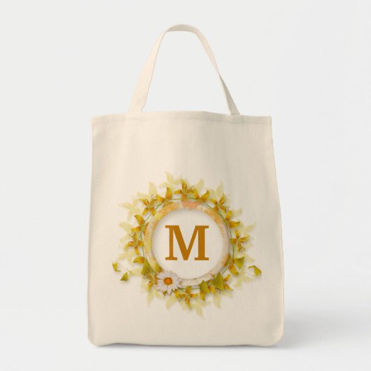 Monogrammierte Blumen  Tragetasche (Vorne)
