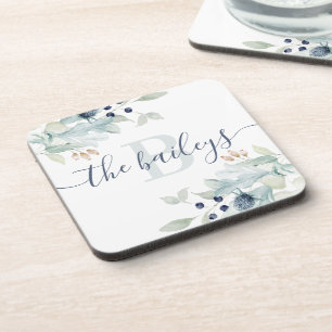 Monogrammierte Blumen-Untersetzer aus Hartplastik Getränkeuntersetzer