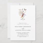 Monogrammierte Boho-Floral-Probe-Dinner Einladung (Vorderseite)