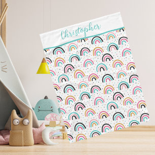 Monogrammierte Boho-Regenbogen-Teal-Orange-Babysch Fleecedecke