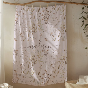 Monogrammierte braune Wintertrockenblumen und -blä Fleecedecke