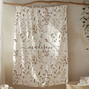 Monogrammierte braune Wintertrockenblumen und -blä Fleecedecke