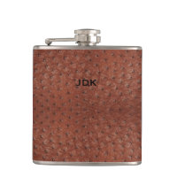 Monogrammierte Brown Ostrich Leather Look Flasche