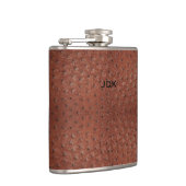 Monogrammierte Brown Ostrich Leather Look Flasche Flachmann (Rechts)