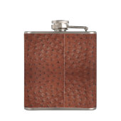 Monogrammierte Brown Ostrich Leather Look Flasche Flachmann (Rückseite)