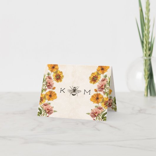 Monogrammierte Bumble Bee Dankeskarten Dankeskarte (Vorderseite)