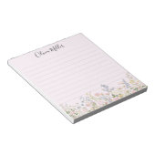 Monogrammierte Bunte Blumen Garten Blumenmuster Ge Notizblock (angewinkelt)