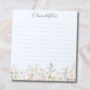 Monogrammierte Bunte Blumen Garten Florale Linie Notizblock