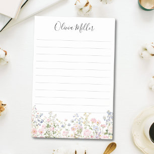 Monogrammierte Bunte Blumen Garten Florale Linie Post-it Klebezettel