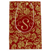 Monogrammierte Burgundy & Metallic Gold Floral Dam Mittlere Geschenktüte (Vorderseite)