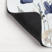 Monogrammierte Chic hübsche Wasserfarbe Blaue Blum Mousepad (Ecke)