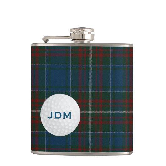 Monogrammierte Clan MacConnell Tartan Karierte Gol Flachmann (Vorderseite)