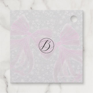 Monogrammierte Coquette rosa Bögen Folie Favor-Tag Geschenkanhänger