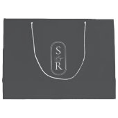 Monogrammierte dunkelgraue maßgeschneiderte Hochze Große Geschenktüte (Rückseite)