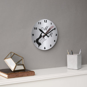 Monogrammierte E-Gitarre Runde Wanduhr