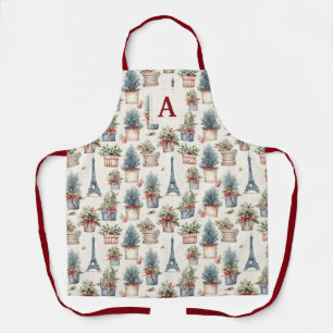 Monogrammierte Eiffelturm-Topiarien Paris Weihnach Schürze