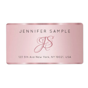 Monogrammierte Elegante Roségold Moderne Einfachhe