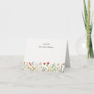 Monogrammierte elegante schicke Blumen-Notizkarte