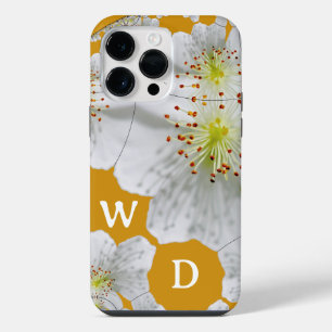 Monogrammierte elegante süße floral Kunst dunkles iPhone 14 Pro Max Hülle