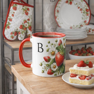Monogrammierte Erdbeer-Frucht-Kombitasse Tasse