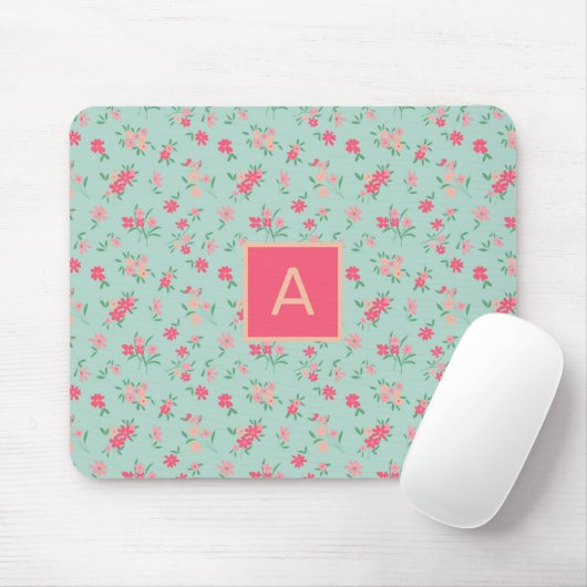 Monogrammierte farbige Rosa Tinte Blume Mousepad (Mit Mouse)