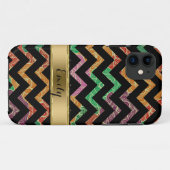 Monogrammierte farbige Zigzag Zickzack Muster Case-Mate iPhone Hülle (Rückseite (Horizontal))