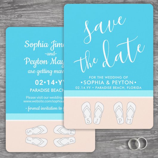 Monogrammierte Flip Flops Strandhochzeit Modern Ei Save The Date