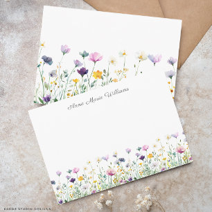 Monogrammierte Florale Wasserfarben-Wildblume Mitteilungskarte