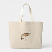 Monogrammierte Forellenfischerei Jumbo Stoffbeutel (Rückseite)