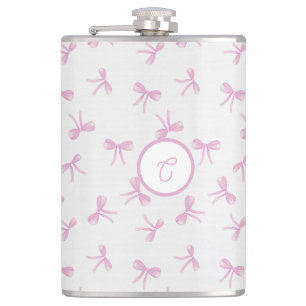Monogrammierte fransige Kokette Rosa Wasserfarbe S Flachmann