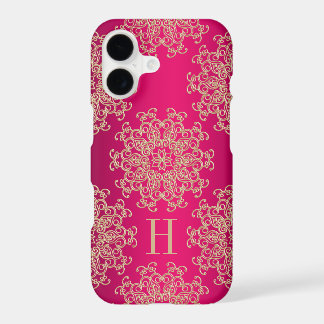 Monogrammierte Fuchsie und goldenes exotisches Med