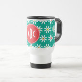 Monogrammierte Gänseblümchen Punkte Reisebecher (VorderseiteRechts)