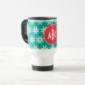 Monogrammierte Gänseblümchen Punkte Reisebecher (Vorderseite Links)