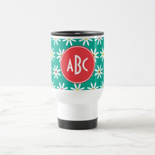 Monogrammierte Gänseblümchen Punkte Reisebecher (Mittel)