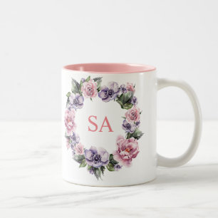 Monogrammierte Garland der Blume Tasse