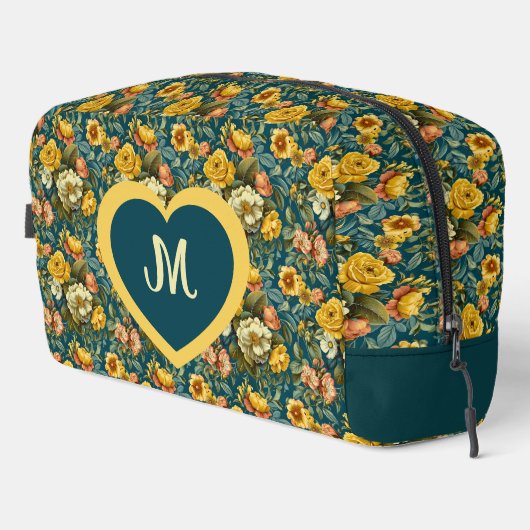 Monogrammierte gelbe Rosen  Waschbeutel (Rechte Ecke)