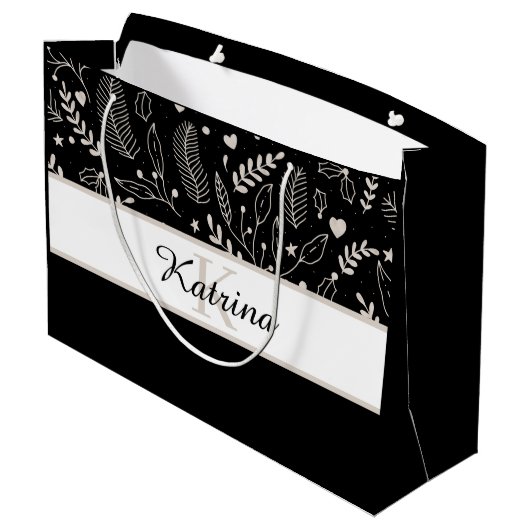 Monogrammierte Geschenktasche Große Geschenktüte (Rückseite Schrägansicht)