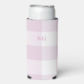 Monogrammierte Gingham-Karo Rosa Selters Dosenkühler (Seltzer Vorderseite)