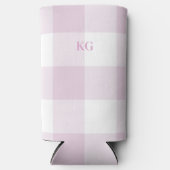 Monogrammierte Gingham-Karo Rosa Selters Dosenkühler (Vorderseite)
